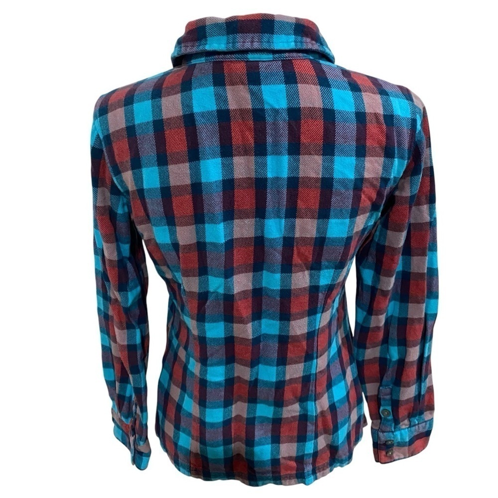 Patagonia Women’s Button Down Shirt Blue Pink Plaid Size 4 - Picture 3 of 13